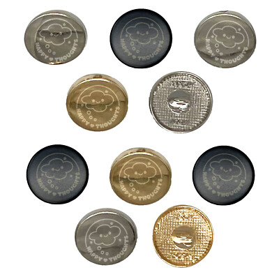 Happy Thoughts Dream Bubble 0.6'' (15mm) Round Metal Buttons - Set of 10