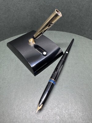 MONTBLANC No.222 desk Vintage Fountain Pen 14C 585/EF & Desk Pen