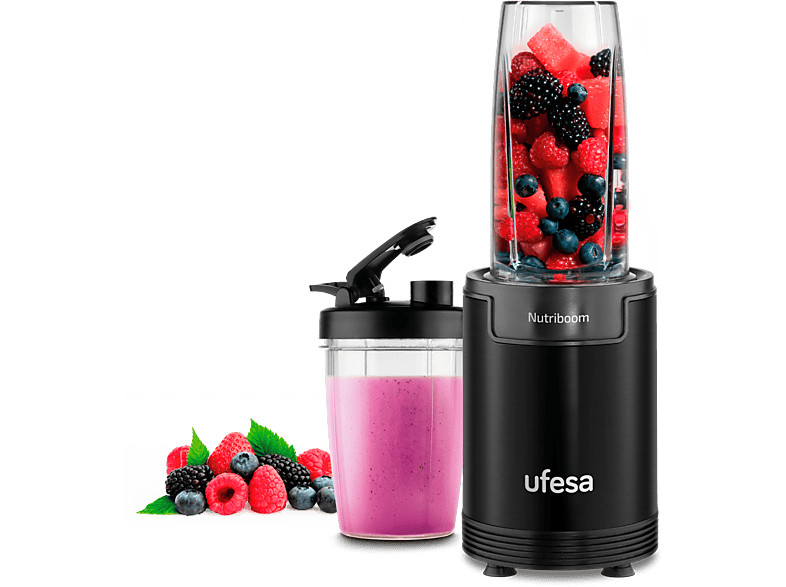 Batidora de vaso - Ufesa BS2500 Nutriboom, 900 W, Vasos de 0,8 y 0,5 l,