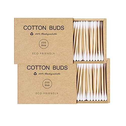 Bamboo Qtips Cotton Swabs with Wooden Sticks Q Tips for Ears Swabs 400 Count Org