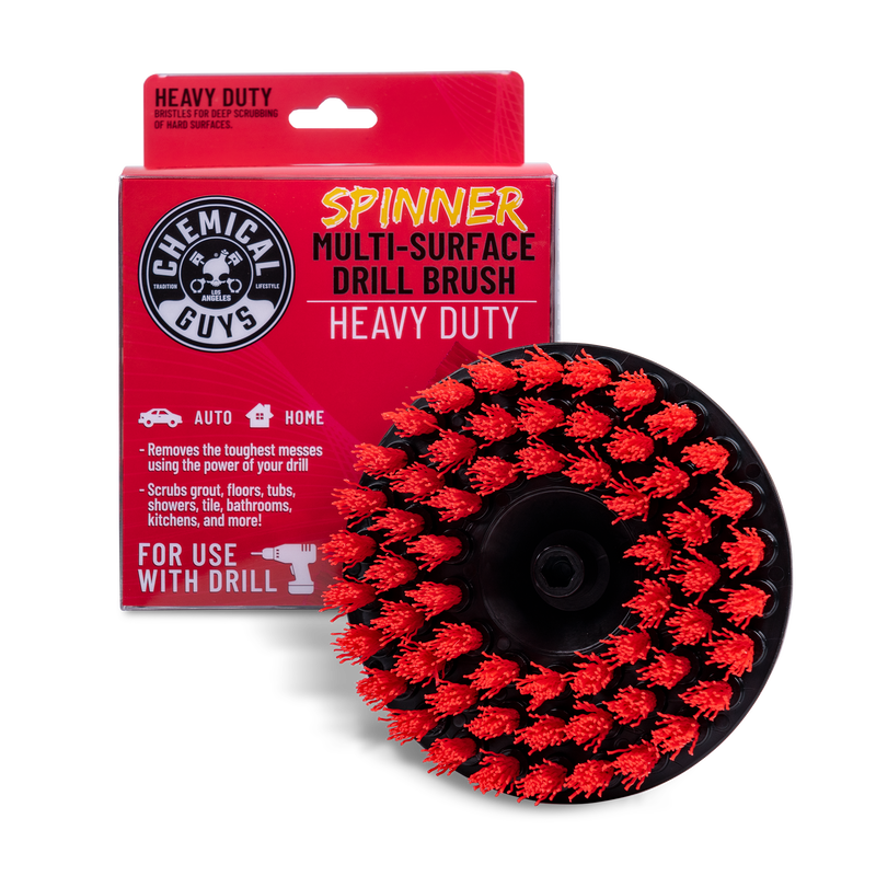 Chemical Guys Multi Surface Brush - Spinner w/ Drill Attachment - Heavy Duty Red