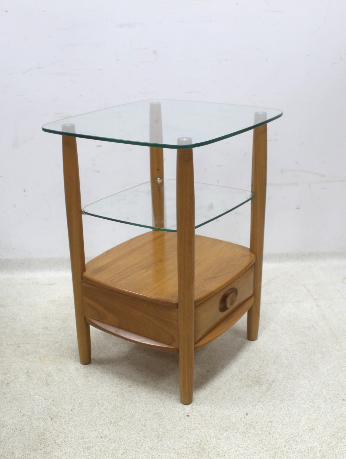 Ercol Glass top Lamp or Side Table / Bedside Table eBay