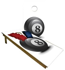 CORNHOLE BEANBAG TOSS GAME Game of Pool White Black w Bags Game Set