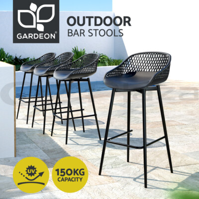 Gardeon 4pcs Outdoor Bar Stools Plastic Metal Bistro Patio Dining