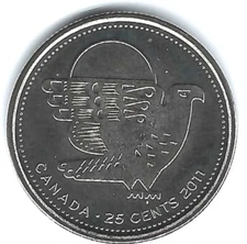 2011 Canada Brilliant Uncirculated Peregrine Falcon Twenty Five Cent coin!
