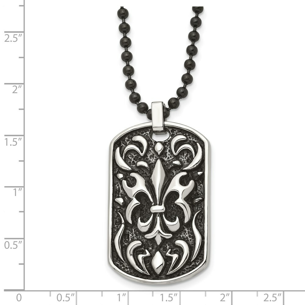 Stainless Steel Antiqued Fleur de lis Dog Tag Necklace | eBay