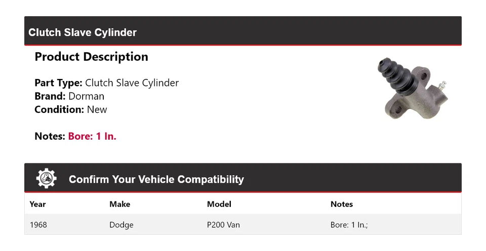 Dodge P200 1968 furgoneta Dorman embrague cilindro esclavo Foto 2 de 4