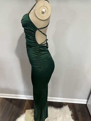 Dress Size medium Women Green Satin Formal Body Con Maxi Dress new lace up | eBay Dress Size medium Women Green Satin Formal Body Con Maxi Dress new lace up | eBay