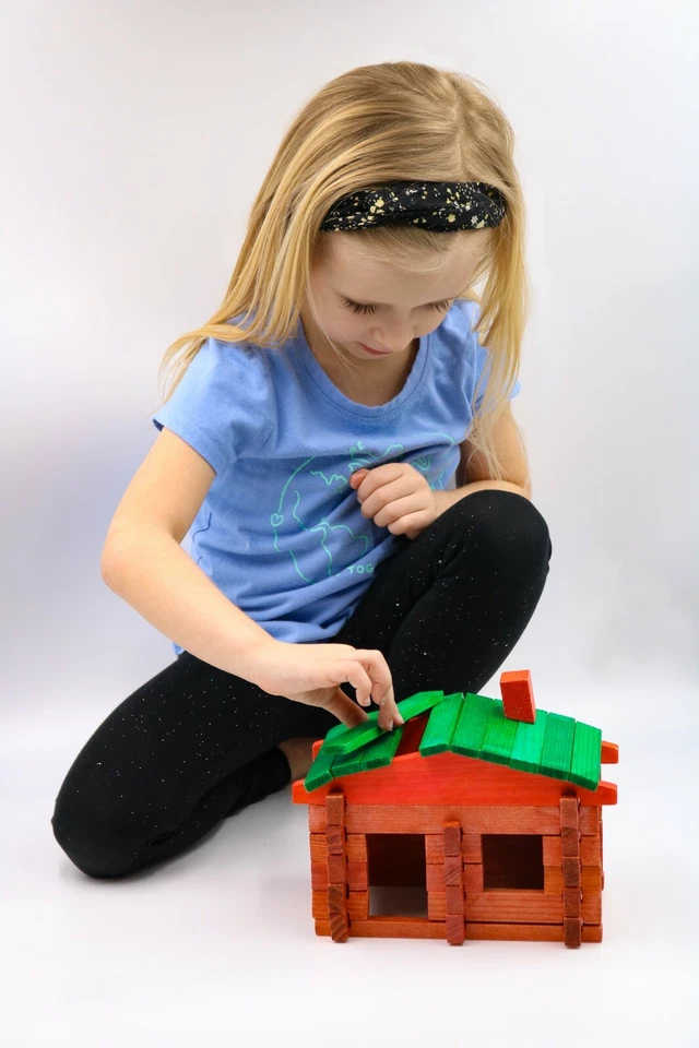 450 Pieces Log Building Set Roy Toy Real Wooden Pieces Made In The USA - Image 3 of 3