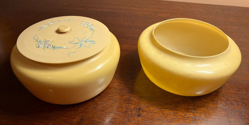 Two Celluloid Vanity Boxes, one lid, one marked French Ivory