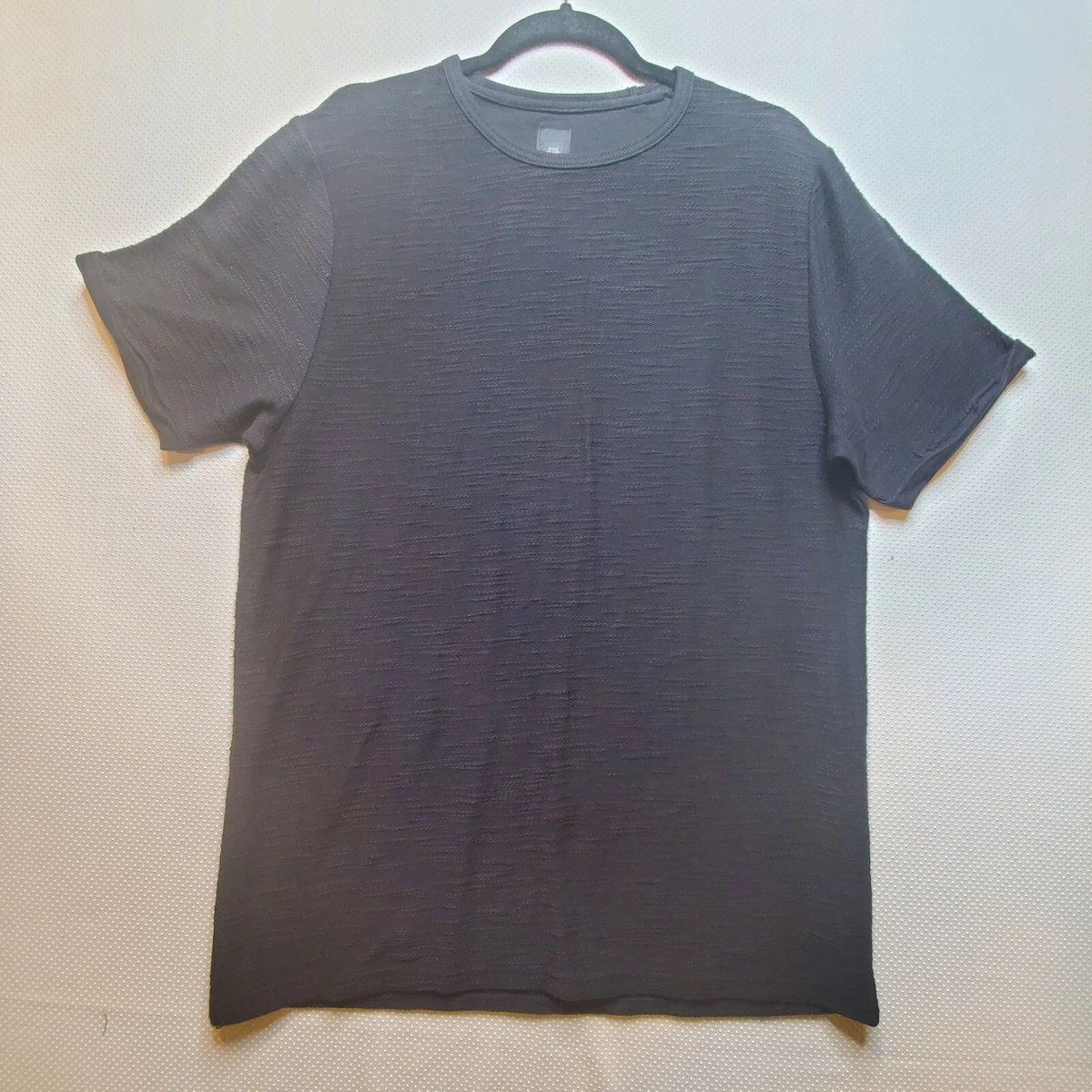 T-shirt Homme River Island Gris Côtelé Manches Courtes – Taille M – Stretch