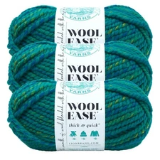 (3 Pack) Lion Brand Yarn 640-550F Wool-Ease Thick & Quick Bulky Yarn, Bluegrass
