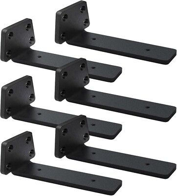 6 Stück 6''/15cm Schweberegal Wandhalterungen - Schwerlast 5mm stark Stahl - schwarz