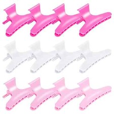 Hair Clips for Styling Sectioning 12 Pack Pink White Hot Pink Butterfly Clamps