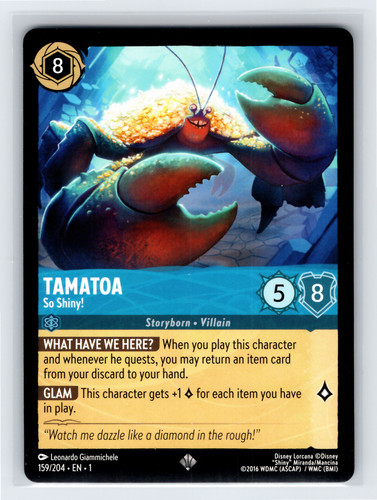 Lorcana PSA 10 Tamatoa So Shiny! 159/204 Super Rare Disney Ch 1