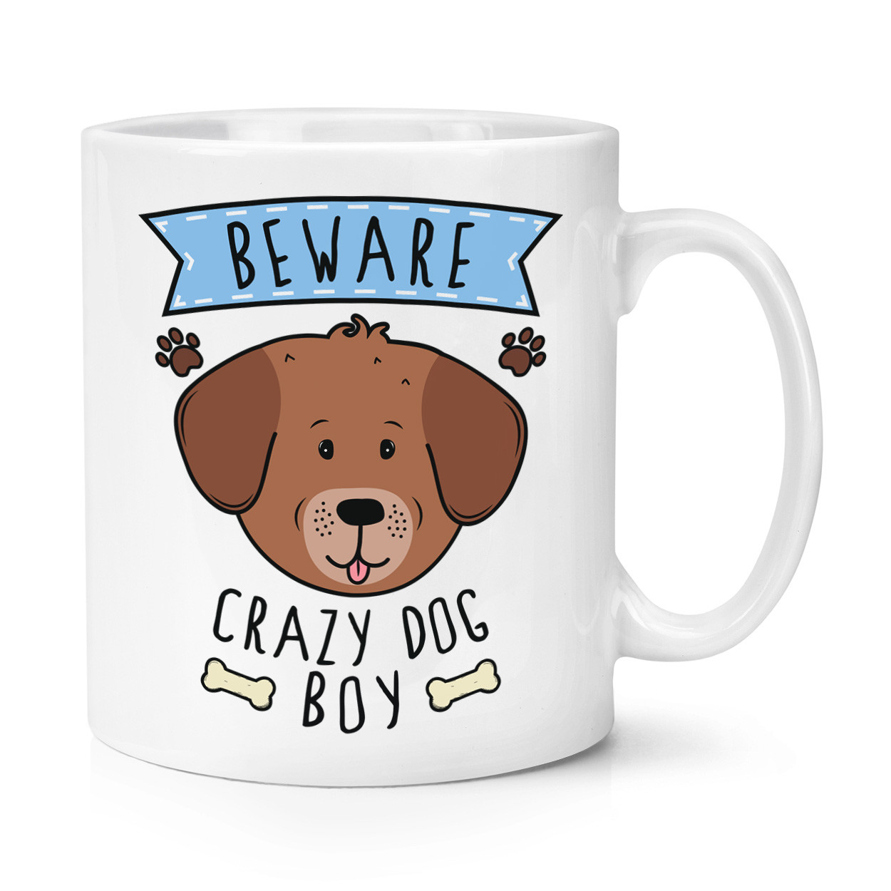 Beware Crazy Dog Boy 10oz Mug Cup - Funny Puppy Animal Pet
