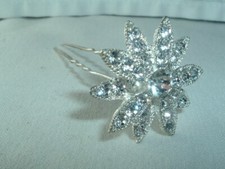 VINTAGE RHINESTONE FLOWER METAL HAIR PIN HAIR ACCESSORY