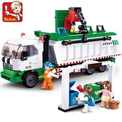 Sluban City Garbage Truck Building Blocks Rubbish Classification Car Bricks