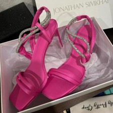 NEW Jonathan Simkhai CrystalStrap Satin Sandals Sparkly Barbie Wedding Formal