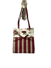 Longaberger Canvas Holiday Red Stripe poinsettia Small Tote