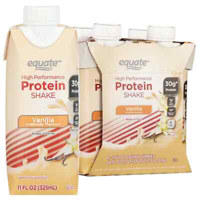 Equate High Performance Protein Shake, Vanilla, 30G Protein, 11 Fl Oz, 4 Count