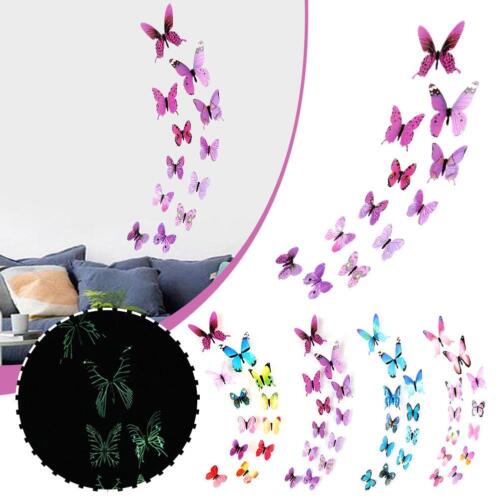 12PCS 3D Glow in Dark Butterfly Wall Stickers Home Decor Sticker Room-Decoration - Picture 1 of 22