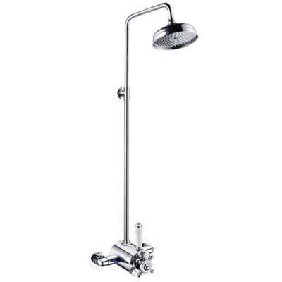 Traditionelles Chrom Aufputz konzentrisches Thermostat Duschventil & starres Steigrohr