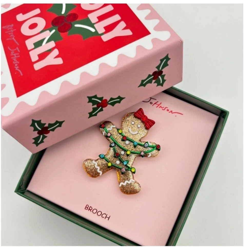 Брошь Betsey Johnson Gingerbread Girl праздничная рождественская булавка веселая эмаль ювелирные изделия - Изображение 3 из 4