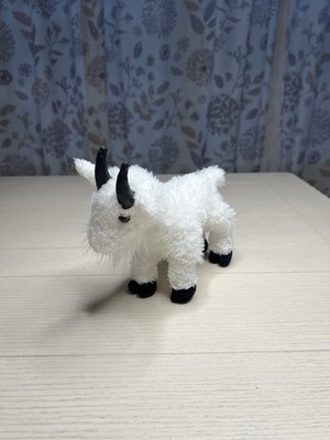 Douglas The Cuddle Toy   White Billy Goat   Soft Plush Animal Faux Leather Horns