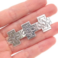 Old Pawn Sterling Silver Vintage Southwestern Cross French Hair Clip Barrette
