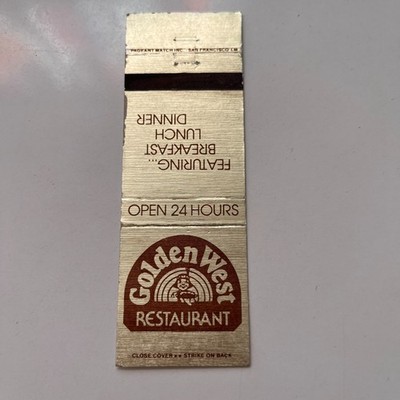 Golden West Restaurant Breakfast Lunch Dinner Vintage Matchbook Cover TMB63-5