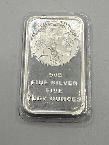 5oz Sliver Bar .999 Fine Buffalo Nickel Pattern