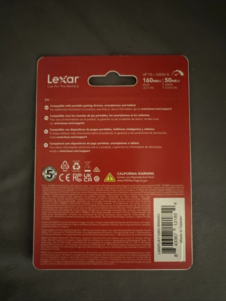 Lexar LMSPLAY128G-BNNNU Play Uhs-1 Micro Sdxc 128gb Memory Card - BRAND NEW! - Image 2 of 2