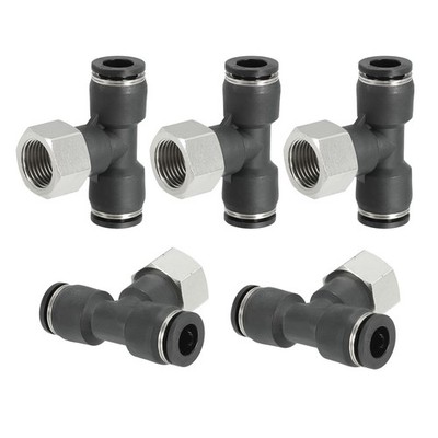 5 Pcs Female Branch Tee 3/8'' Tube OD x 3/8FNPT Thread Push to Connect Fittings