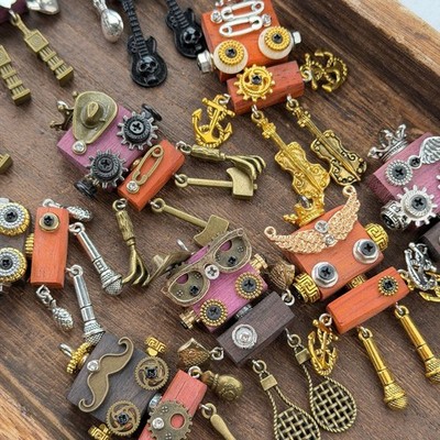 Original Handcrafted Punk Robot Charm Pendant for Necklaces & Backpack Car Decor