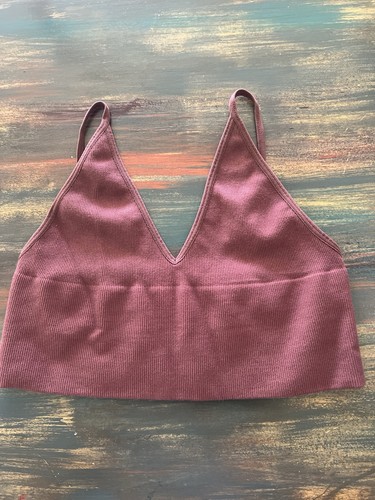 BY TOGETHER BROWN CROPPED TANK SZ M/L EUC SPORT BRA