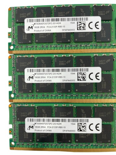Lot de 3 Microns 16 Go 2Rx4 PC4-2133P DDR4 ECC Reg Serveur RAM MTA36ASF2G72PZ - Photo 2/2