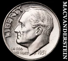 1951-D Silver Roosevelt Dime - Choice Gem Brilliant Unc  Lustrous  #i993