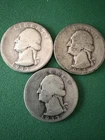 Lot of 3 Washington Quarters 1932, 1932-S, 1932-D 90% Silver Circulated