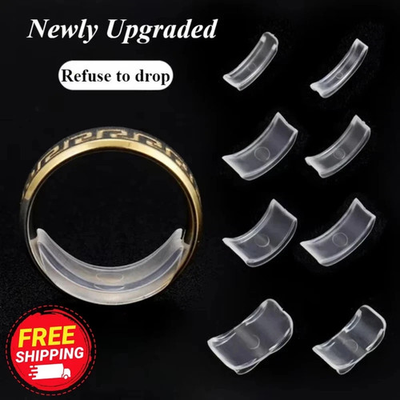 #ad 8 Sizes Clear Silicone Ring Sizer Invisible Adjuster Anti Loss for Loose Rings $2.49