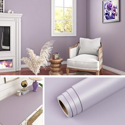  Light Purple Peel and Stick Wallpaper Removable 15.8'' x 78.8'' Light purple