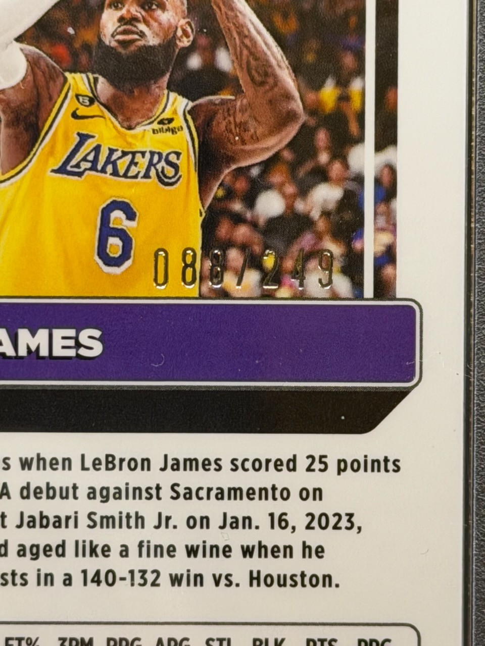 2022-23 Panini Donruss Optic - LeBron James Serial numbered 088/249 PSA 9 Prizm view 3