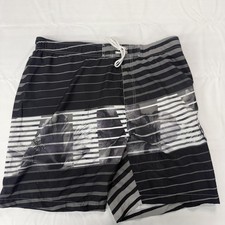 Sonoma Goods For Life Swim Trunks Mens 2XL Black Striped Board Shorts Lined