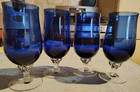 Vintage Sasaki Coronation Cobalt Blue Crystal clear Stemmed blown glass — photo 2