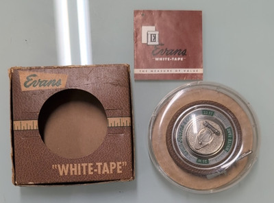 Vintage Evans 25ft White Steel Tape Measure  Made in USA in original packaging