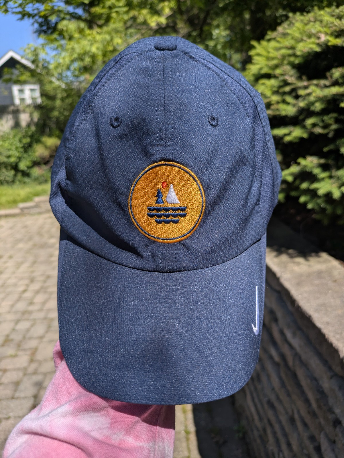 Nike Blue Adjustable Baseball Cap Hat, Sailboat Patch Logo, One Size Men’s