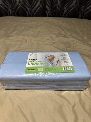Reusable Bed Pads, Waterproof, Washable, 4-Pack, New Sealed 30x34 Pee Pads