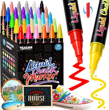 Chalk Markers, Liquid Chalk Markers with 6mm Reversible Tip, Dust-Free Non-Tox