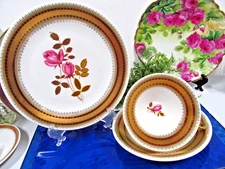 Bavaria Germany tea cup and saucer trio red rose stem gold  teacup German 1950s