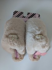 Juicy Couture Faux Fur Slippers Women s Size L 8-9 , Rhinestone Crown Natural